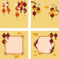 Cheerful oriental background set vector