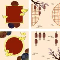 Set of traditional chinese new yer background template vector