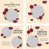 Red Lantern chinese new year template vector