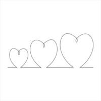 Continuous one line art drawing heart shape vector illustration of minimalist outline love concept