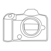 Continuous camera one line art drawing of sketch and outline vector illustration minimalism