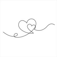 Continuous single line drawing heart valentine's day love isolated  hand drawn vector illustration