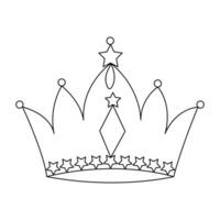 Crown continuous single line art drawing and outline vector hand drawn illustration