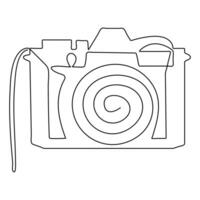 Classic camera of continuous single line art drawing style and outline vector illustration