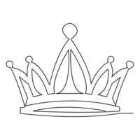 Continuous crown one line hand drawing and outline vector illustration minimalism style