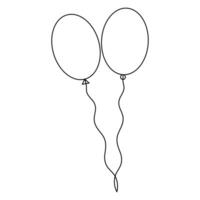 Balloon one line art drawing continuous heart vector outline minimalism design illustration