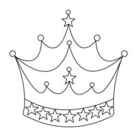 Crown continuous single line art drawing and outline vector hand drawn illustration