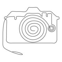 Classic camera of continuous single line art drawing style and outline vector illustration