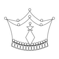 Crown continuous single line art drawing and outline vector hand drawn illustration