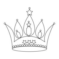 Crown continuous single line art drawing and outline vector hand drawn illustration