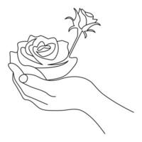 Valentine day, rose day line art drawing continuous outline vector minimalist design illustration