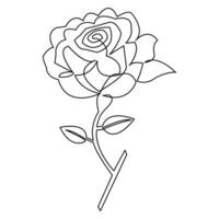 Rose flower continuous single line art drawing outline vector illustration minimalist design