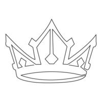 Continuous crown one line hand drawing and outline vector illustration minimalism style