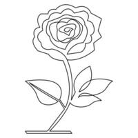 Continuous rose flower one line hand draw sketch and outline vector illustration of minimalist