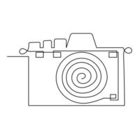 Continuous camera one line art drawing of sketch and outline vector illustration minimalism