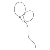 Balloon continuous single line art celebration decoration concept outline vector illustration