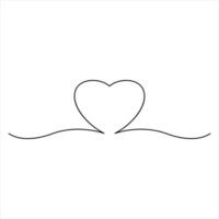 Continuous one line art drawing heart shape vector illustration of minimalist outline love concept