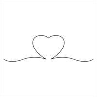 Continuous one line art drawing heart shape vector illustration of minimalist outline love concept