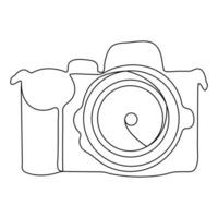 Continuous camera one line art drawing of sketch and outline vector illustration minimalism