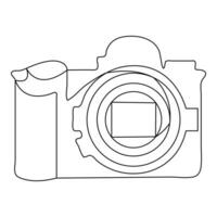 Continuous camera one line art drawing of sketch and outline vector illustration minimalism