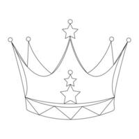 Crown continuous single line art drawing and outline vector hand drawn illustration