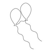 Balloon one line art drawing continuous heart vector outline minimalism design illustration