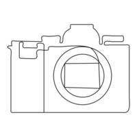 Continuous camera one line art drawing of sketch and outline vector illustration minimalism