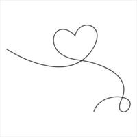 Continuous single line drawing heart valentine's day love isolated  hand drawn vector illustration