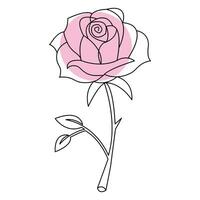 Rose flower continuous single line art drawing outline vector illustration minimalist design