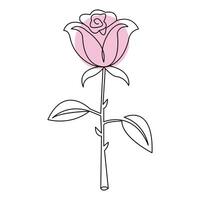 Rosa flor continuo soltero línea Arte dibujo contorno vector ilustración minimalista diseño