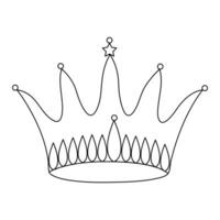 Crown continuous single line art drawing and outline vector hand drawn illustration