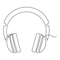 Headphones continuous one line hand drawing minimalism and outline vector illustration