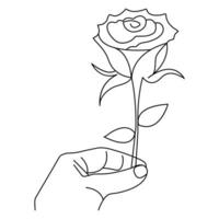 Valentine day, rose day line art drawing continuous outline vector minimalist design illustration