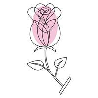 Continuous rose flower one line hand draw sketch and outline vector illustration of minimalist