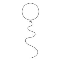 Balloon one line art drawing continuous heart vector outline minimalism design illustration