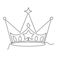 Continuous crown one line hand drawing and outline vector illustration minimalism style