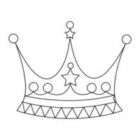 Crown continuous single line art drawing and outline vector hand drawn illustration