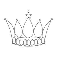 Crown continuous single line art drawing and outline vector hand drawn illustration