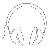 Headphones continuous one line hand drawing minimalism and outline vector illustration