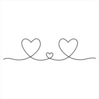 Continuous one line art drawing heart shape vector illustration of minimalist outline love concept