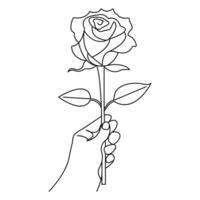 Valentine day, rose day line art drawing continuous outline vector minimalist design illustration