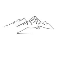 Mountain icon continuous one line art drawing and outline vector illustration minimalism design