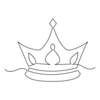 Continuous crown one line hand drawing and outline vector illustration minimalism style