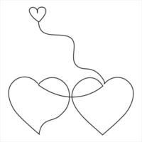 Continuous single line drawing heart valentine's day love isolated  hand drawn vector illustration