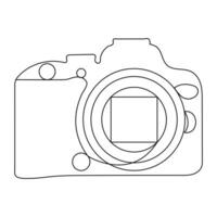 Classic camera of continuous single line art drawing style and outline vector illustration