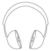 Continuous single line hand drawing headphones in outline style vector illustration