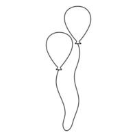 Balloon one line art drawing continuous heart vector outline minimalism design illustration