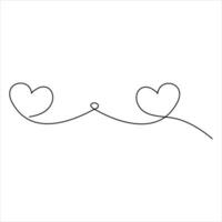 Continuous single line drawing heart valentine's day love isolated  hand drawn vector illustration