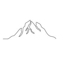 Mountain icon continuous one line art drawing and outline vector illustration minimalism design