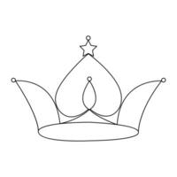 Crown continuous single line art drawing and outline vector hand drawn illustration